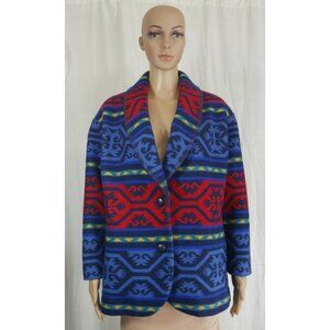 Pendleton Knockabouts Aztec Tribal Wool Blanket Jacket Coat Vintage Wms Small